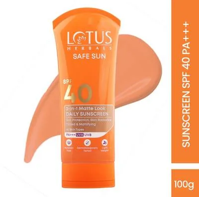 LOTUS HERBALS Sunscreen - SPF 40 PA++++ Safe Sun 3-In-1 Matte Look Daily Sunblock
