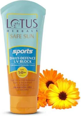 LOTUS HERBALS Sunscreen - SPF 50+ PA+++ Safe Sun Sports Daily-Defence UV Block Sunscreen SPF 50+