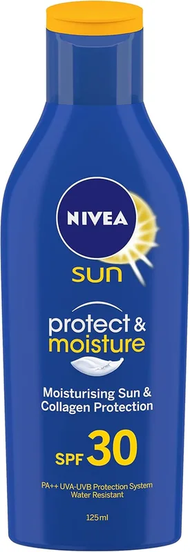 NIVEA Men & Women Sun Protect And Moisture 125Ml Spf 30 Advanced Sunscreen For Instant Protection For Normal Skin| Pa++ UVA - UVB Protection System| Water Resistant| Pack Of 1