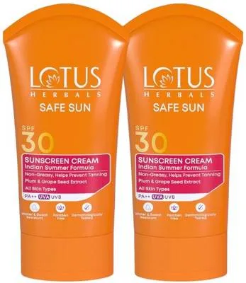 LOTUS HERBALS Sunscreen - SPF 30 PA++ Safe Sun Sunscreen Cream SPF 30 PA++(Pack of 2)