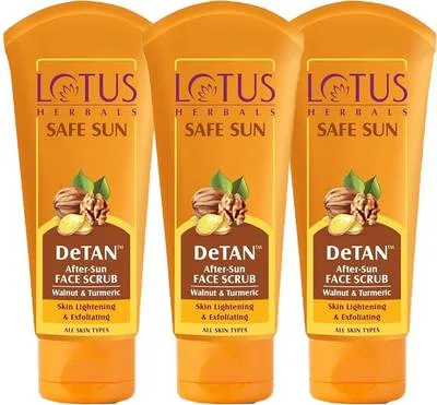 LOTUS HERBALS Sunscreen - SPF 50 Safe Sun DeTan After-Sun Face Scrub_100g ( Pack of 3 )