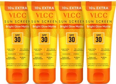 VLCC Sunscreen - SPF 30 PA+++ Matte Look 100 g with 25 g Extra (Pack of 4)