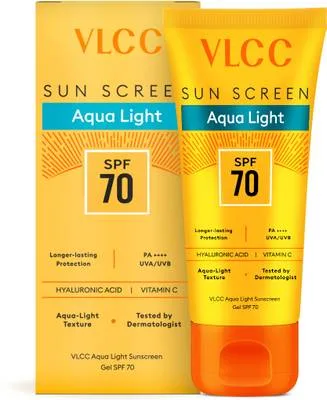 VLCC Sunscreen - SPF 70 PA++++ Aqua Light Sunscreen Gel, Non-Greasy, No White Cast, Ultra UV Protection