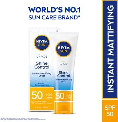 NIVEA Sunscreen - SPF 50 Shine Control, UVA UVB, Lightweight, No white cast, For Men & Women