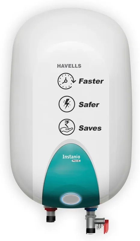 Havells Instanio Prime 25 Litre Storage Water Heater (Geyser) |Temp. Sensing Color Changing LED Indicator | Glass Coated Anti Rust Tank | Warranty: 5 Year on Tank | High Rise Compatible (White Blue)