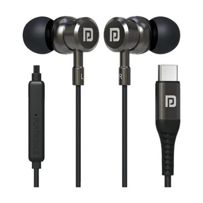 Portronics Tune C Type C Earphone with mic, In-Line Controls, 1.2M Tangle Free Wired