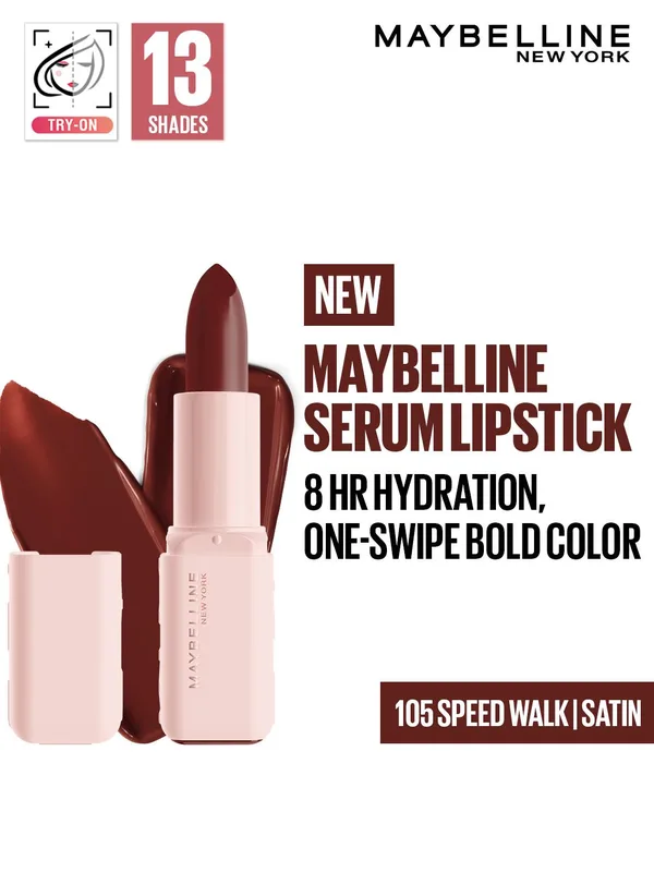 Maybelline New York Satins 8Hr Serum Lipstick - Speed Walk 105