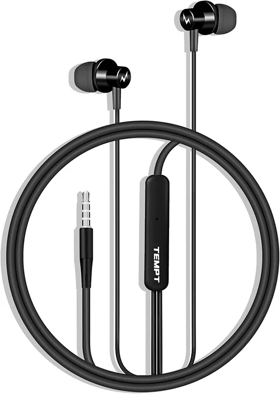 TEMPT Zap X-1 Wired Earphones in-Ear Headphone with Mic Copper Terminal for immersive HD Stereo Sound with Deep Bass | 1.2m Nylon Braided Cable | in-Line Control | for All 3.5mm Compatible Devices