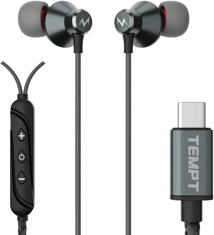 TEMPT Zen-C Type-C Wired Earphones with Mic | 12mm Driver | Copper Terminal for immersive HD Stereo Sound | in-Line Control | Compatible with iPhone 16,15 Series, Samsung & Type-C Devices