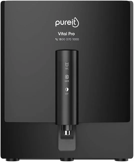 Pureit Vital Pro Mineral RO+MF+UV in-Tank 7 Stage, 7L | Upto 60% Water Saving | Wall mount Water Purifier with FiltraPower technology (Black)