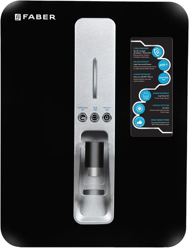 Faber Neutron Pro Ro + Uv + Mat +Copper Guard + Ph Enhancer, 10 Liter, Suitable Upto 2500 Tds