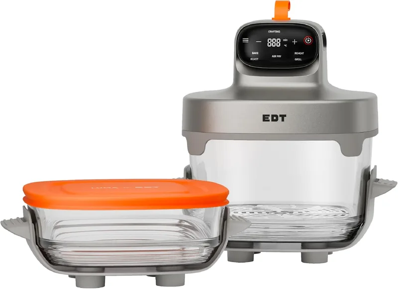 EDT Luma ZERO COATING PureGlass™ Air Fryer Oven | 2.5L + 4.5L Dual Bowl | NutriRetain™ | 6-in-1 Multi Function | 100% Toxin Free No Ceramic, PFAS, PTFE, PFOA | 1500W