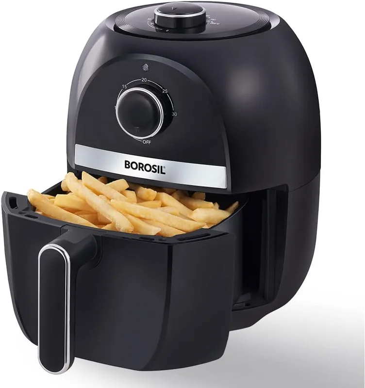 Borosil Best 2.8 L Air Fryer | 4 in 1 Function with QuickFry Technology, Auto Off Function | Air Fryer for Bake, Grill, Roast, Reheat etc. | 90% Less Oil | 2 Year Warranty | Black