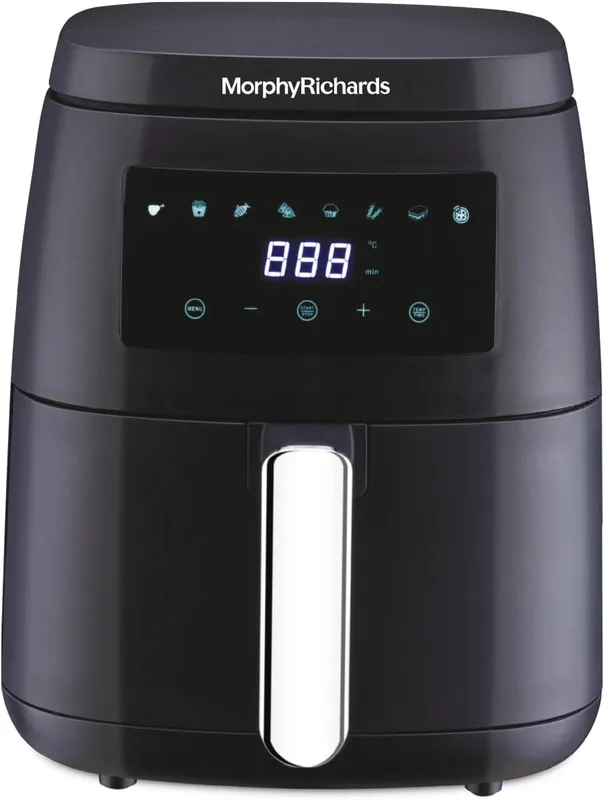 Morphy Richards Digital Air Fryer For Home|1500W With Digital Control|Dual Fan Technology|Adjustable Time & Temperature Control|Voltage Fluctuation Protection|2-Yr Warranty By Brand|Black, 5 liter