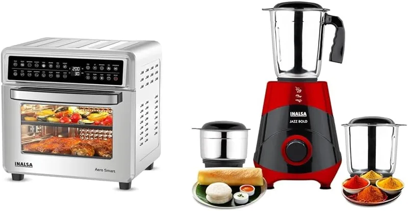 INALSA Mixer Grinder 500W Powerful Motor | INALSA Air Fryer Oven With 23L Capacity