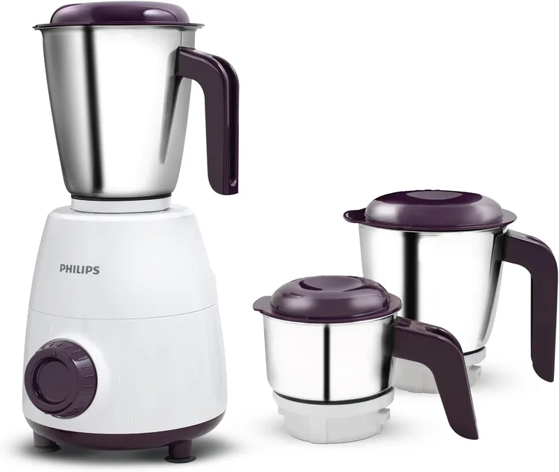 PHILIPS HL7505 500W Mixer Grinder (White and Purple)