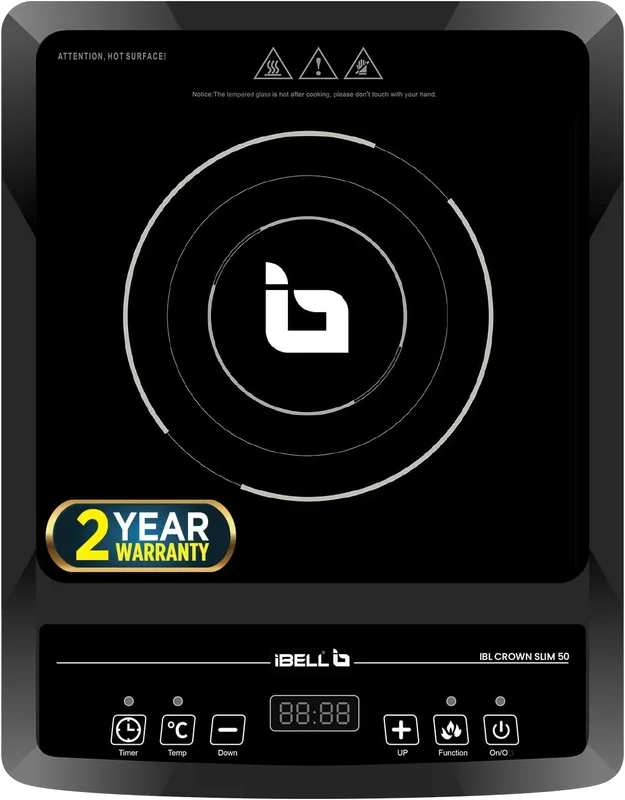 IBELL SLIM50 Induction Cooktop, 2000W, BIS Certified, LED Display, 2 Yr Warranty, Auto Shut-Off, Over Heat Protection (Black)
