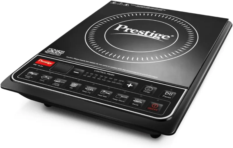 Prestige PIC 16.0 Plus 2000 Watts Induction Cooktop | 4KV Surge Protection | 8 Preset Indian Menu Option with Timer | Soft Touch Button | Easy to clean | Portable | Black |1Y Warranty | BIS