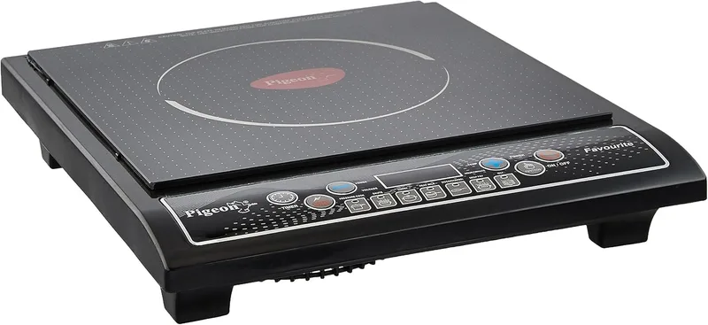Pigeon By Stovekraft Favourite 1800-Watt Induction Cooktop, Crystal Glass, Black