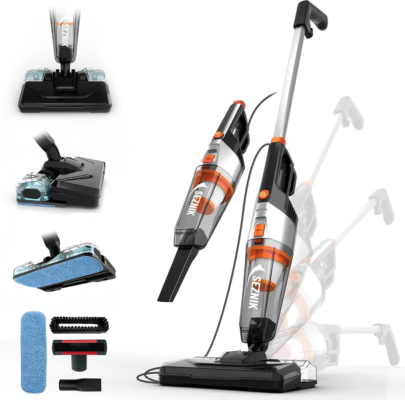 SEZNIK Vacuum Cleaner for House | Floor Mopping & Wet Spills + Dry Vacuuming | Turbo Sweep 3-in-1 Handheld Vacuum Cleaner | Vacuum & Mop | Corded, 600W, 20kpa Suction | 200ml Water Tank (SZ-V07)