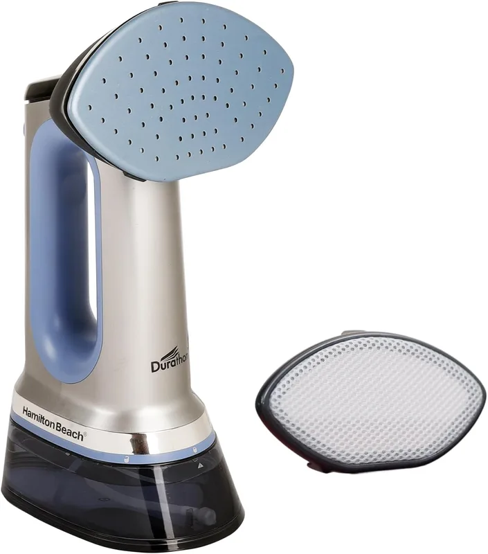 Hamilton Beach Patented Durathon 3-in-1 Garment Steamer, 10 year Soleplate warranty, Garment Steamer for Clothes, Steam Iron & Dry Iron for Clothes, One-Touch High/Medium/Delicate, Auto Shut off