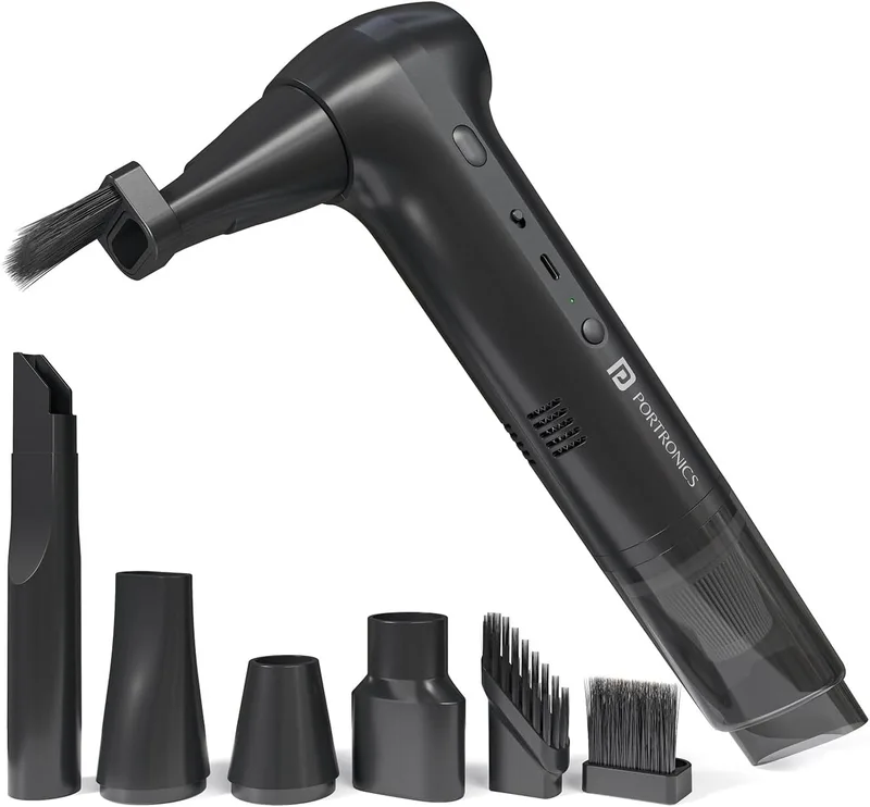 Portronics AirCop 2-in-1 Cordless Vacuum & Air Blower with Dual BLDC Motors, 16000Pa Suction, 130000 RPM Airflow, Type-C Rechargeable, Portable, Multiple Nozzles for Car, Home & Office Cleaning