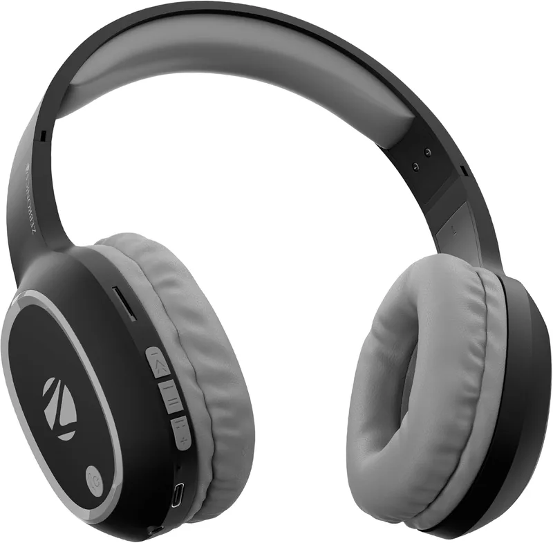 Zebronics Thunder (2026 Upgrade) Wireless Headphones, BTv6.0, True 60 Hrs Playback at 100% Volume (Upto 100 Hrs at 50%), 40mm Drivers, ENC, Gaming Mode, Dual Pairing, AUX & mSD, Rapid Charging (Black)