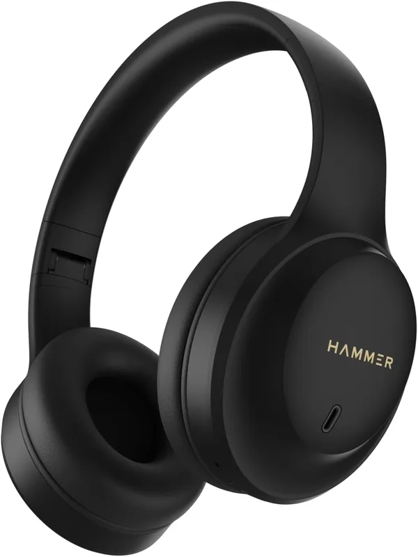 HAMMER Vibe ENC Bluetooth Headphone, 40mm Driver, Dual Pairing, 60hrs Playtime, Voice Assistant, BT V5.4, Game Mode, Soft Cushions, Lightweight Headphones for Music, Gaming and Calls (Black)