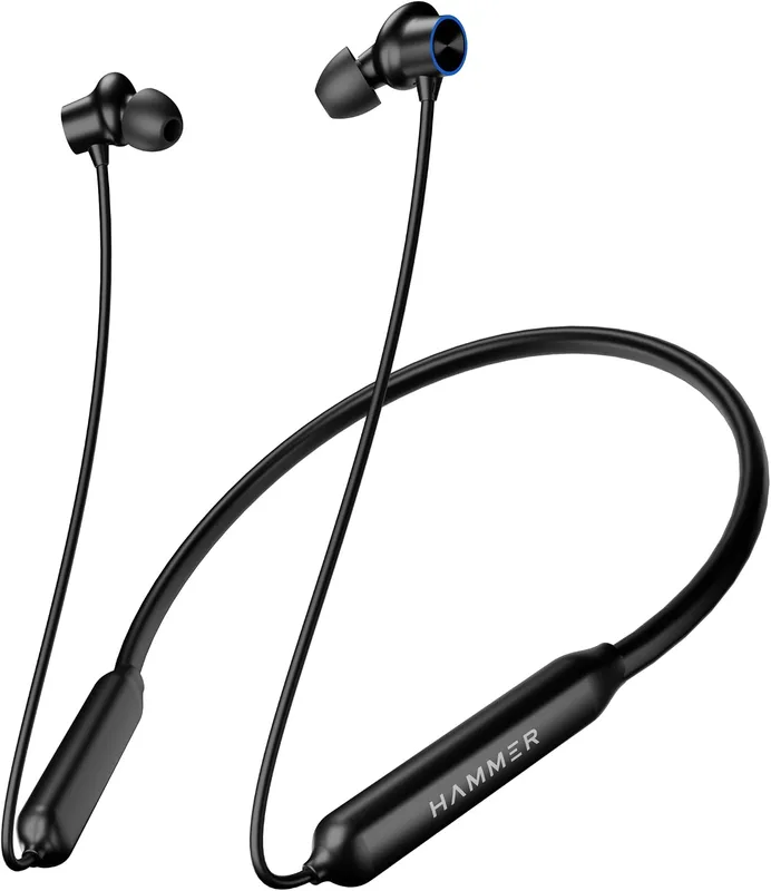 HAMMER Splendor in Ear Bluetooth Neckband with Magnetic Earbuds, Deep Bass, Built-in Mic, Upto 30 Hrs Playtime, BT 5.4, Type-C Charging Port (Black)