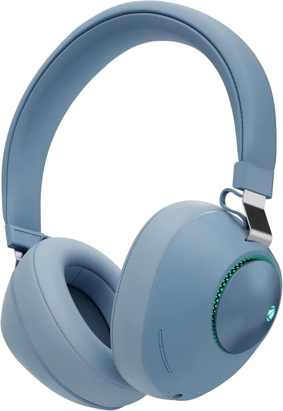 Zebronics Duke (2026 Upgrade) Wireless Headphone, BT v5.3, Upto 60 hrs Playback, 40mm Drivers, Deep Bass, ENC, Gaming Mode, Dual Pairing, LED Lights, Media/Volume Control, Call Function (Blue)