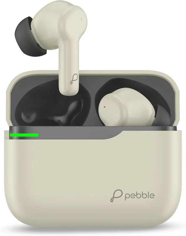 Pebble Newly Launched Luxe Buds X1 Wireless Earbuds | Hybrid ANC+ENC | 6-Mic Setup | 60H Playtime | Deep Bass | Gaming | Low Latency | Dual Pairing - Mud Grey