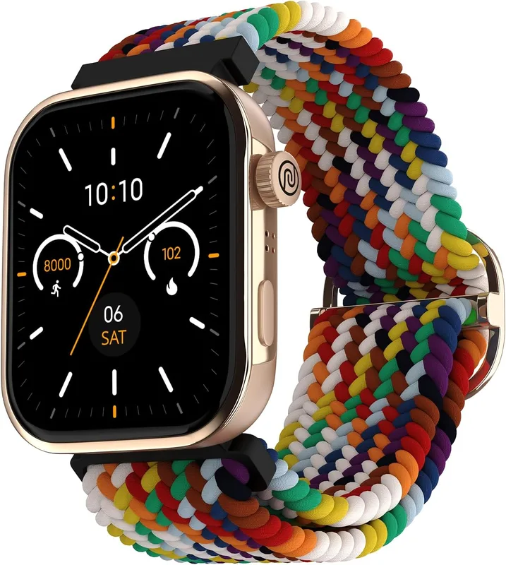 Noise Pro 5 Smart Watch with 1.85" AMOLED Display, BT Calling, New DIY Watch Faces, Ultra Personalization with Smart Dock, Productivity Suite, 100 Sports Modes and More (Rainbow Weave), Multi
