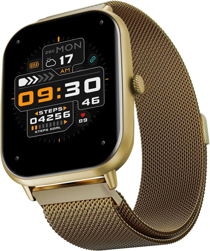 Fire-Boltt Ninja Call Pro Max Ultra Bluetooth Calling Smart Watch, 2.01" HD Display, 120+ Sports Modes, Health Suite, AI Voice Assistance, SpO2 Smartwatch for Men & Women - Gold Link