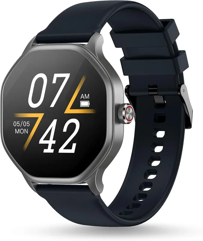 Pebble Hive Octa Display Smartwatch | BT Calling | Functional Rotating Crown | Multi Sports Modes | Sleep Monitoring | Health Suite | Customizable Watch Faces | in-Built Games & World Clock - Black