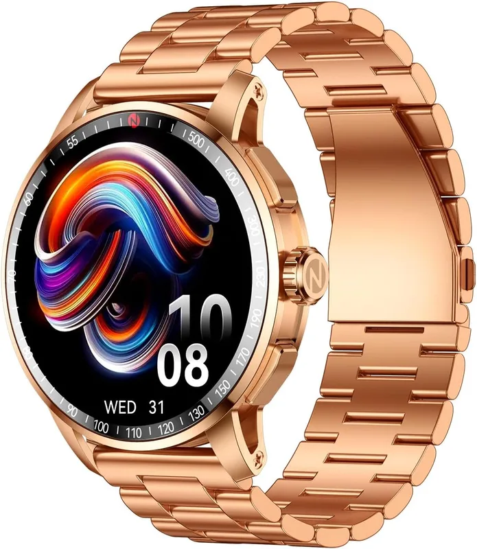 itel Unicorn Max Smartwatch with 1.43" AMOLED Display, 1000 Nits Brightness, AI Voice Assistant, Bluetooth V5.3, IP68 Waterproof, 200+ Watch Faces, 100+ Sports Modes (Copper Gold)