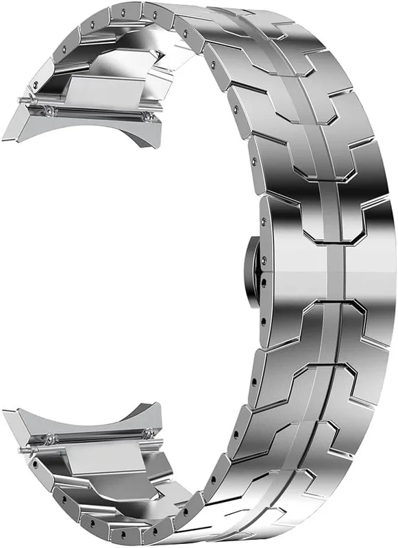 OBOE Stainless Steel Strap 'COMPATIBLE WITH' Samsung Galaxy Watch 7 6 5 4 40/44mm Watch 6 Classic 43/47mm, Watch 5 Pro, Watch 4 Classic 42/46mm No Gap Strap (Titanium)[WATCH NOT INCLUDED]