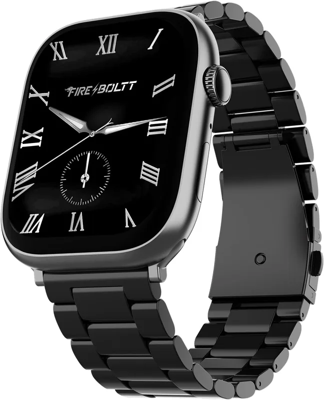 Fire-Boltt Ninja X Ring Smart Watch 1.96" Always On Display Bluetooth Calling, Voice Assistant, SpO2 & Heart Rate, 120+ Sports Modes, IP67 Waterproof Smartwatch for Men & Women - Black Steel