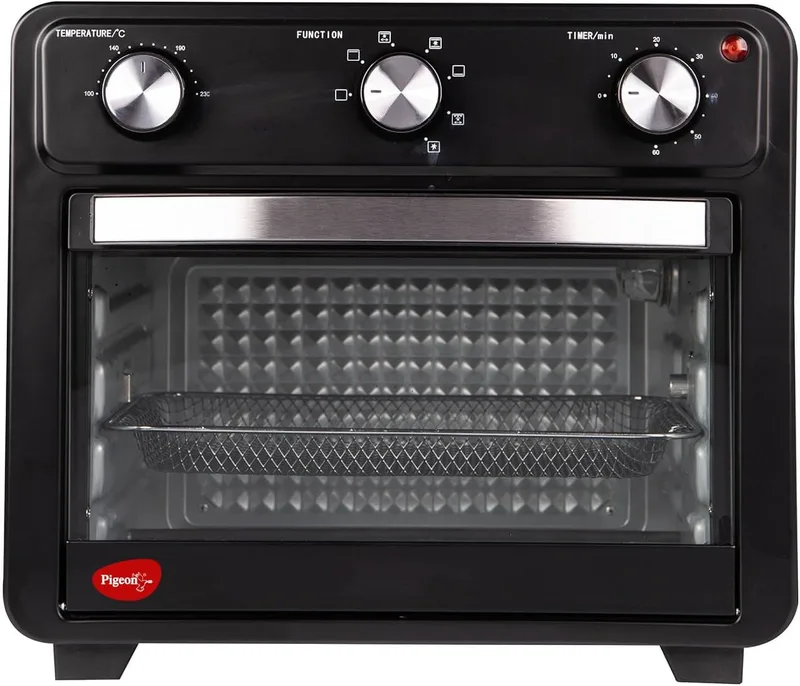 Pigeon By Stovekraft Air Fryer Oven 25 liter | 2-In-1 Appliance (Otg + Airfryer) | 1400 Watts | Air Fry, Bake, Broil, Toast, Defrost (Black) | Without Rotisserie