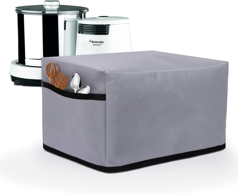 CRASOME Non-Woven Dust Proof Water Resistant Kitchen Wet Grinder Cover for 2 Litre Table Top Butterfly Smart | Butterfly Rhino | Butterfly Hippo - Grey