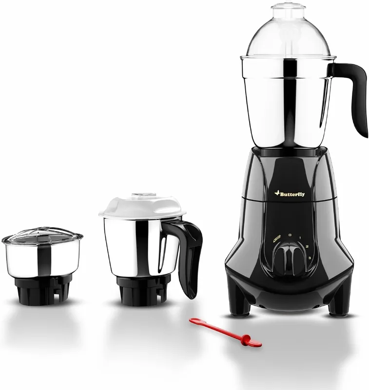 Butterfly Jet Elite 750 Watt Mixer Grinder | 3 Leafproof Stainless Steel Jars| ABS body | Grey