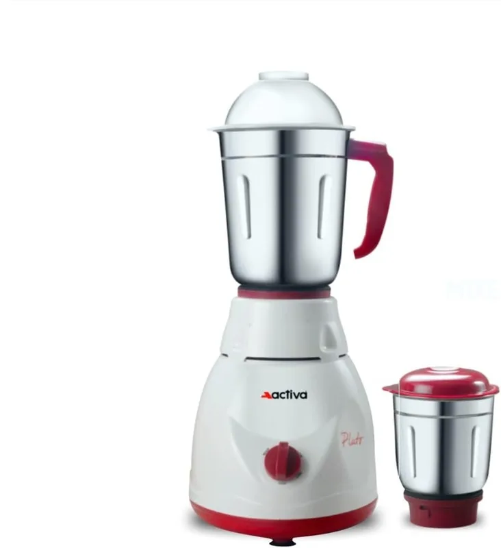 ACTIVA Pluto 500W Mixer Grinder with 2 Jars, Shock-Proof ABS Body, Heavy-Duty Motor, 2 Years Warranty, White