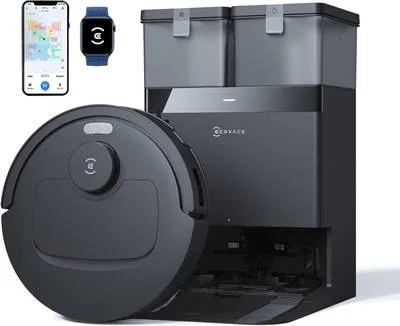 ECOVACS N50 Pro Omni Black 2026 New Launch, 25000 Pa Suction Robotic Floor Cleaner Self-Emptying Omni-Station, Zerotangle 3.0, Hot Air-Drying, Auto-Lift Mop On Carpet, Upto 300 Mins with 2 in 1 Mopping and Vacuum, Anti-Bacterial Cleaning, Reusable Dust Bag (WiFi Connectivity, Google Assistant and Alexa)