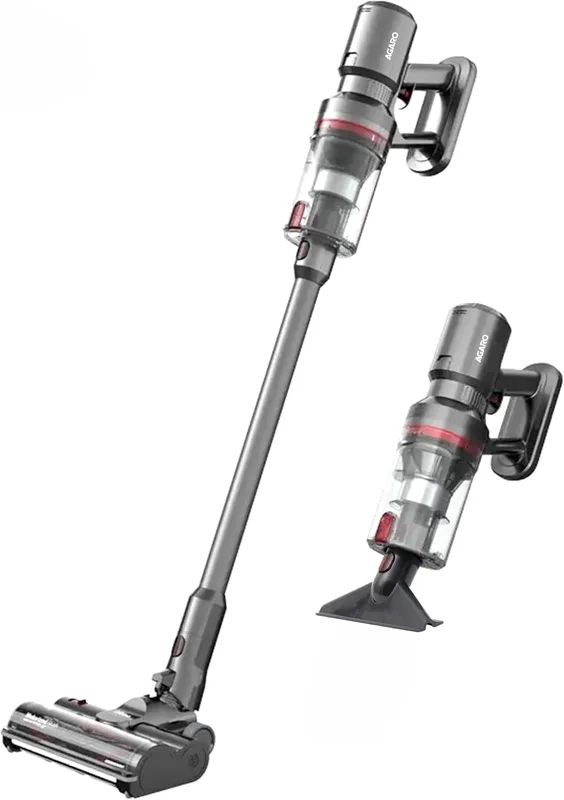 AGARO Imperial Cordless Stick Vacuum Cleaner, 2in1 Handheld & Stick, 500W Brushless Motor, 28 kPa Suction Power, 3 Adjustable Suction Modes, Rechargeable, Rotary Brush, Bagless Dry Vacuuming, Red
