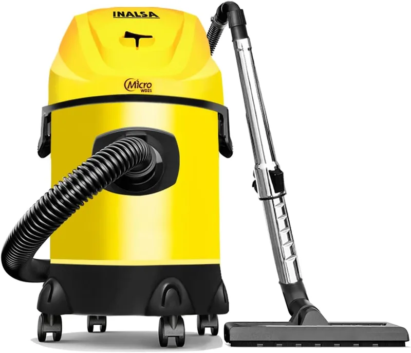Inalsa Wet and Dry Vacuum Cleaner for Home,21 LTR Capacity,1500 W, 21 KPa Suction,Blower Function,HEPA Filter,Wet Vacuum Cleaner for Sofa, Metal Telescopic Tube,Heavy Duty(WD 21),Yellow