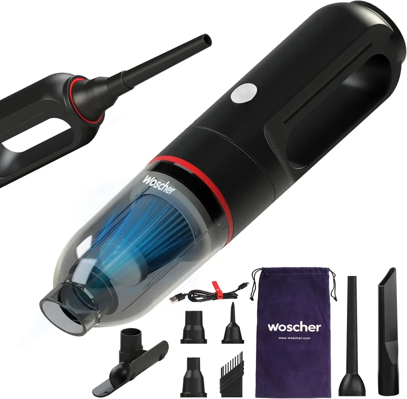 WOSCHER Dustbuster Cordless 2-in-1 Vacuum Cleaner & Blower for Car & Home | 12000Pa Powerful Suction | 5000mAh Dual-Mode Battery | Portable Lightweight Rechargeable Handheld Cleaner
