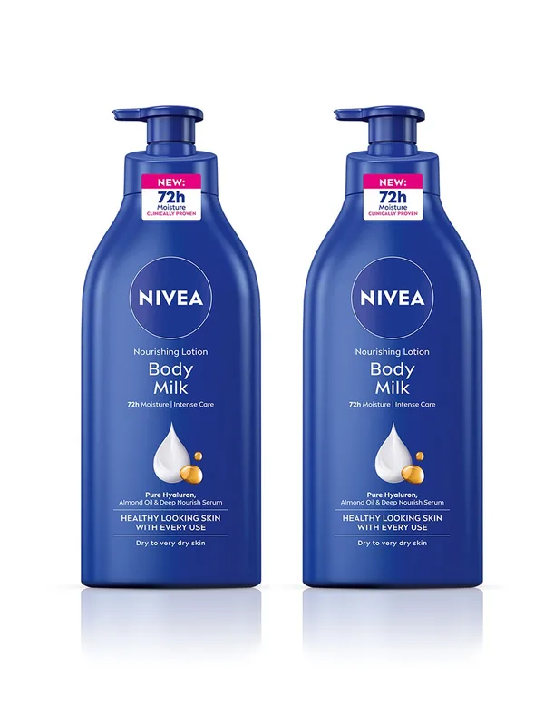 Nivea Set of 2 Body Milk Nourishing Lotion with Pure Hyaluron & Almond Oil - 625 ml each