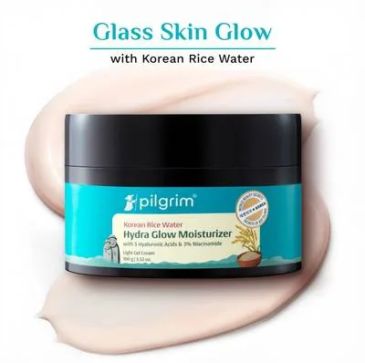 Pilgrim Korean Rice Water Hydra Glow Moisturizer|Light Gel & Instant Glass Skin Glow
