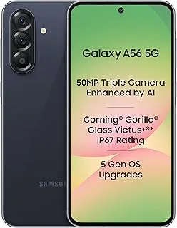 Samsung Galaxy A56 5G (Awesome Midnight Blue, 8GB, 128GB) | Segment Most Complete Triple Camera | AI Editing | 4nm Processor | sAMOLED Display| Gorilla Glass Victus+| 5 Gen OS Upgrades