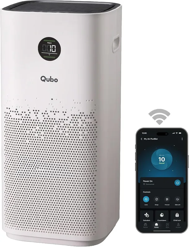Qubo Smart Air Purifier Q1000 by Hero | Up to 1000 Sq. Ft.| True HEPA H13 | Removes 99.99% Dust,Allergens,Smoke,Virus & PM2.5 | 600 m³/h CADR |5 Stage Filter|App & Voice Control| 9000 Hrs Filter Life