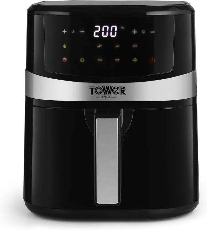 Tower Vortx 4.5L Digital Air Fryer | 1600W | 10 Preset Menus | Cook Samosa, Tikka, Fries & More Oil-Free | 50–200°C | 60-Min Timer | Pre-Heat Mode | 2 Yr Warranty | 9000+ Happy Customers